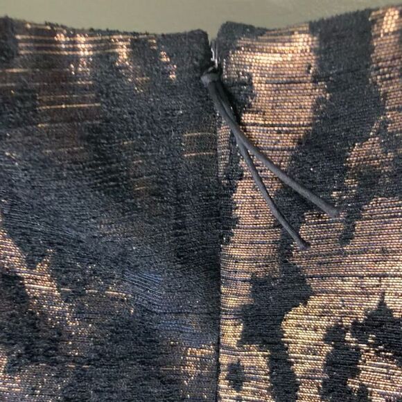 J. Mendel, Navy & Rose Gold Metal Chenille Jacquard Off Shoulder Dress Women’s 8 - Picture 5 of 15